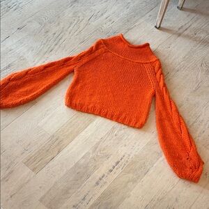 Free People Vibrant Orange Turtleneck Sweater